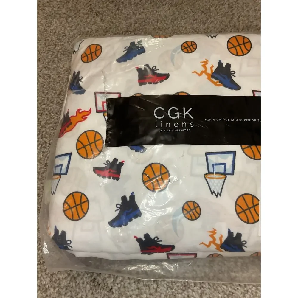 CGK Linens Kids Sports Basketball Twin Sheet Set (New in Packaging)